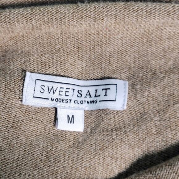 SWEETSALT Brown Rabbit Hair Blend Knit Long Sleeve Dress Sz Medium Modest Church - Picture 6 of 9